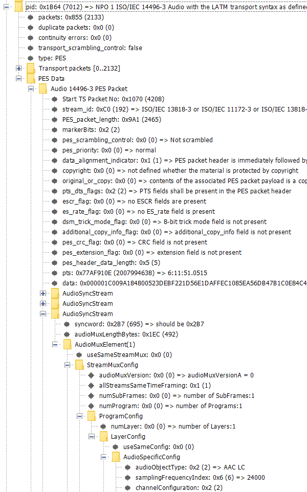 AAC parsing