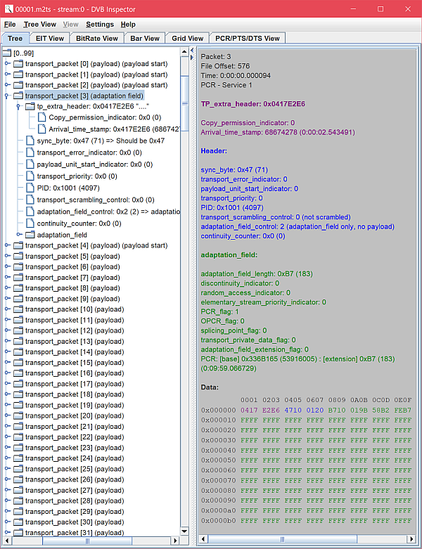 TS Packets View 192 bytes